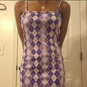 Medium Sized Purple and Grey Dress